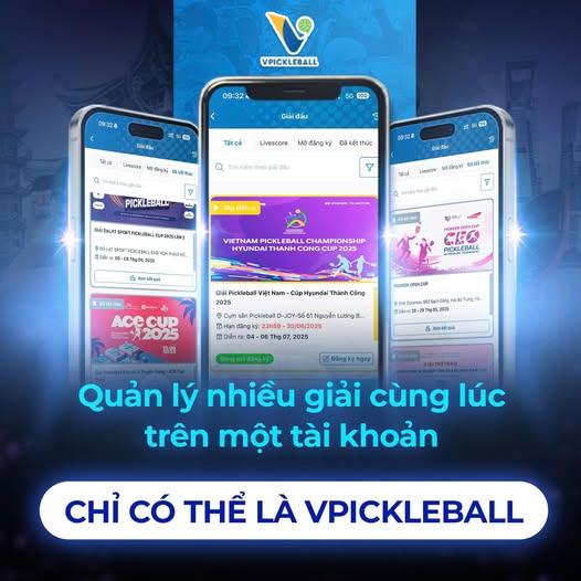 Quản lý nhiều giải đấu cùng lúc dễ dàng chỉ với một tài khoản VPickleball
