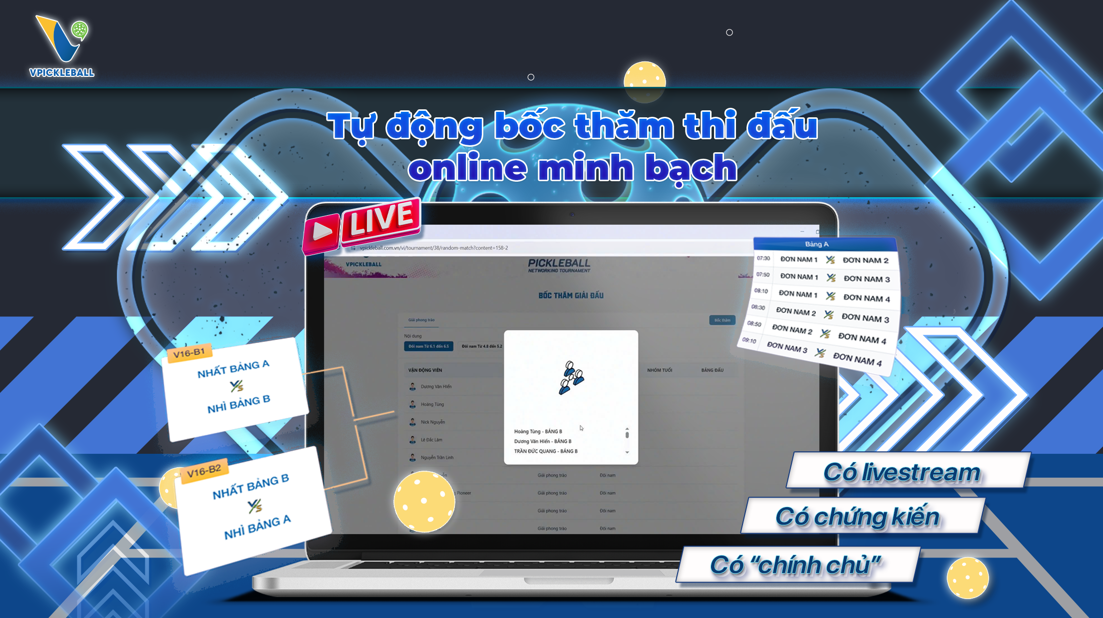 Bốc Thăm Thi Đấu Pickleball Online Minh Bạch Trên Ứng Dụng Vpickleball